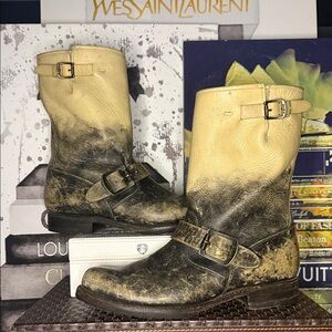 Frye Two-Tone Leather Ankle Boots